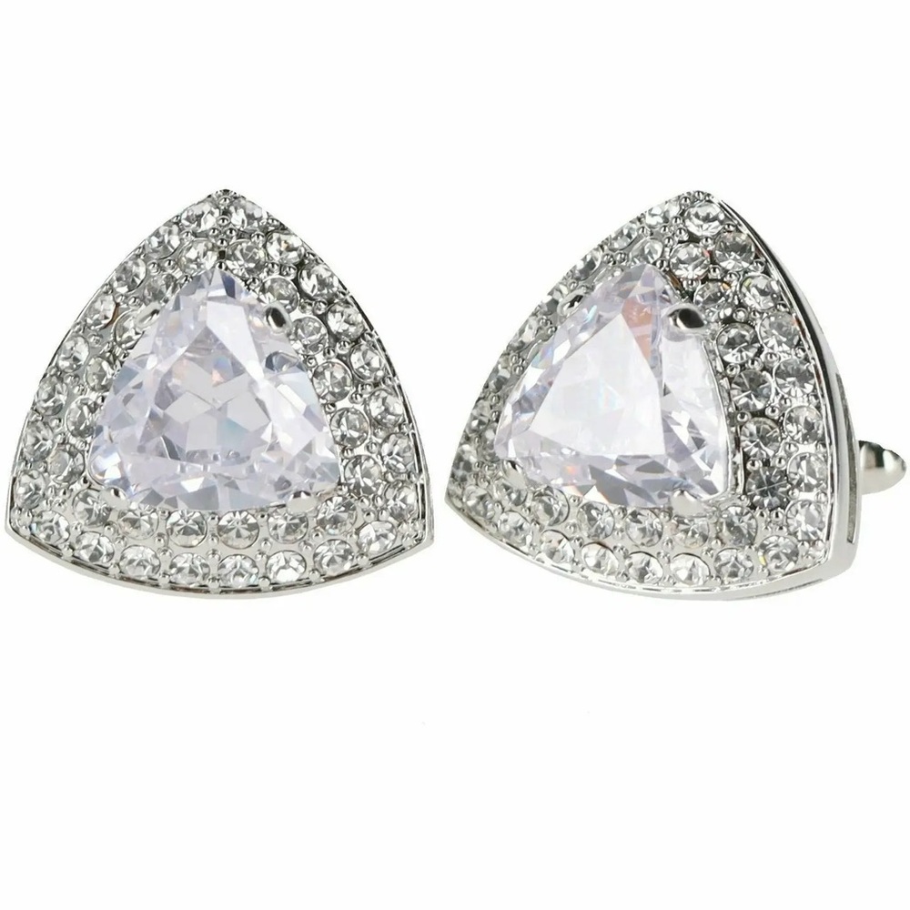Vittorio Vico Triangular Crystal Diamond Set Cufflinks